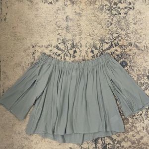 Zaful Off the Shoulder Light Blue Top